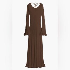 Chocolate Brown Linen Blend Maxi Dress Size S | Arlet maternity dress